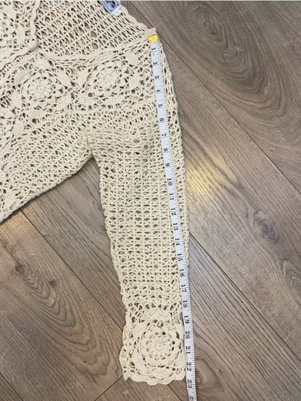 Crochet Floral Cardigan - Cream Lace Openwork Size S bohemian feminine vintage - Picture 5 of 9